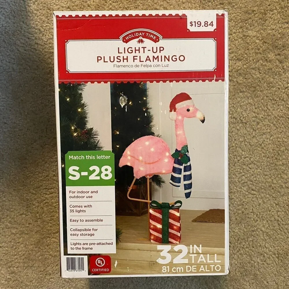 Holiday Light-Up Plush Flamingo 32